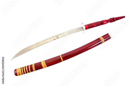 Thai swords isolated on  white background.Thai swords isolated.T