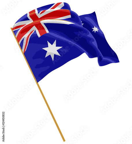 3D Australian flag with fabric surface texture. White background. Image with clipping path