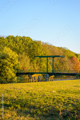 Old drawbridge across a creek in a Dutch nature reserve