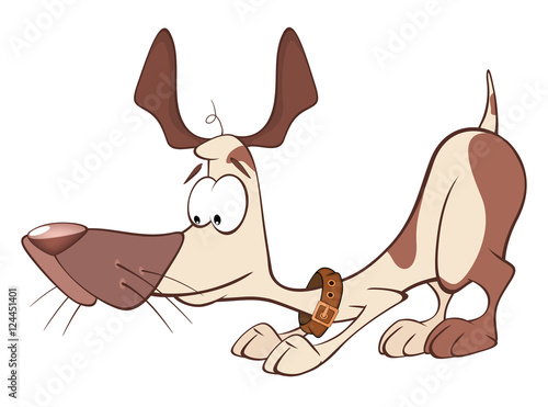 Illustration of a Cute Hunting Dog. Cartoon Character