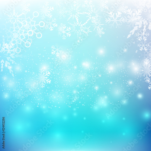 Snow fall with bokeh and lighting element abstract background ve