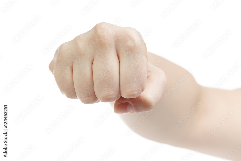 young female fist isolated on white young female fist isolated on white