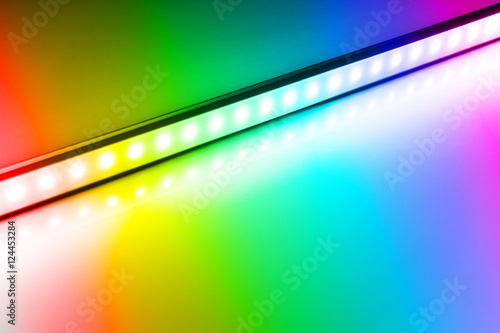 Rainbow colour of led rigid strip lighht : One line led light on white