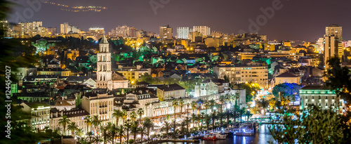 Night panorama town Split. / View at night panorama of town Split in Croatia, Europe. © dreamer4787