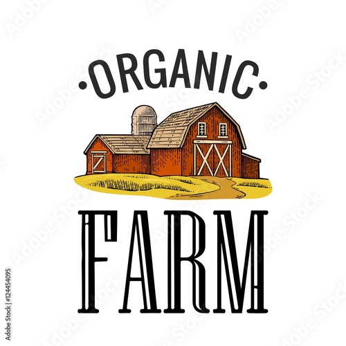 Organic farm. Vector engraving vintage black illustration.