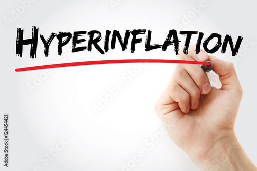 Tableau sur toile Hand writing Hyperinflation with marker, concept background