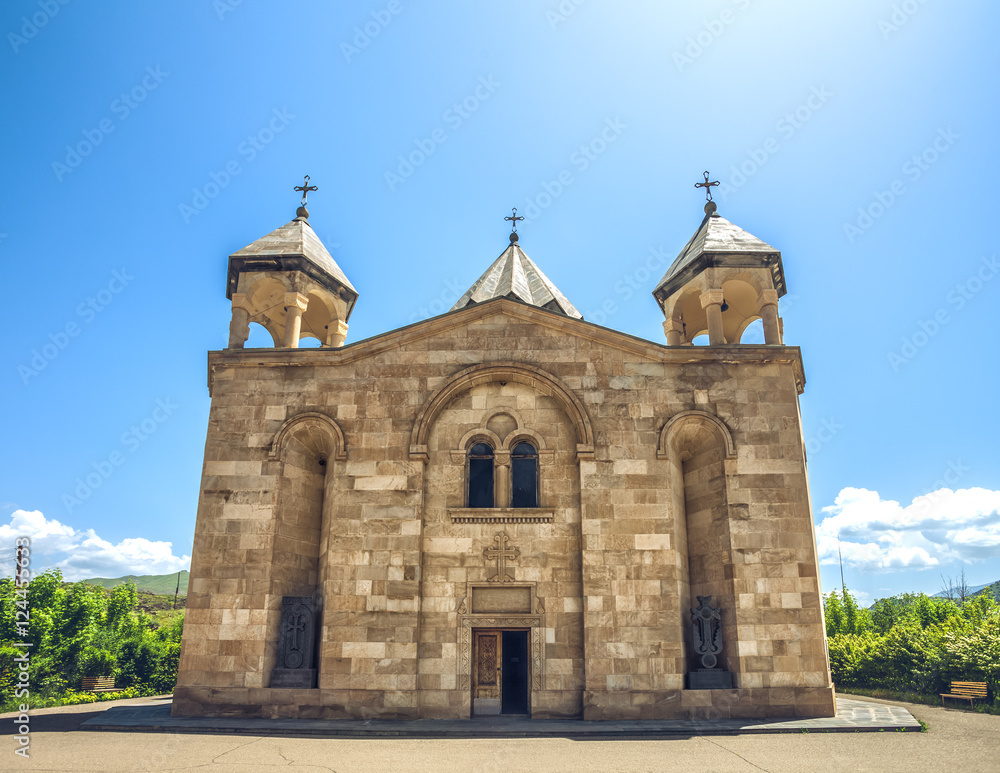 View of  ancient stone church. Exploring Armenia