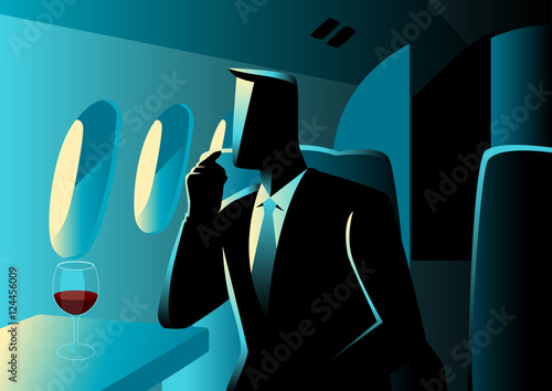 Executive businessman on private jet