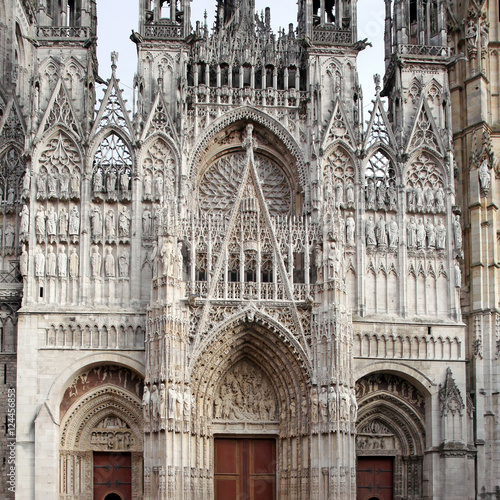 facade of cathedral in rouen