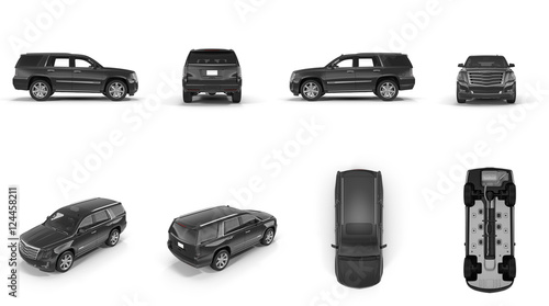 4x4 suv car renders set from different angles on white. 3D illustration photo