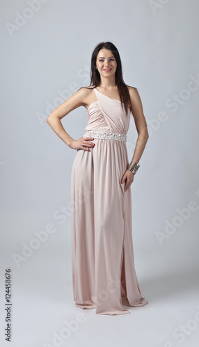 Beautiful woman in pink dress