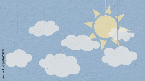 the sun is shining , the clouds appear . it's raining. white clouds in the blue sky , the sun in the clouds , clouds are gathering , the rain, meteorological forecast