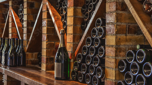 Bottles on the shelf.