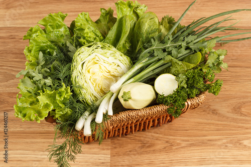 Set of different fresh green vegetables