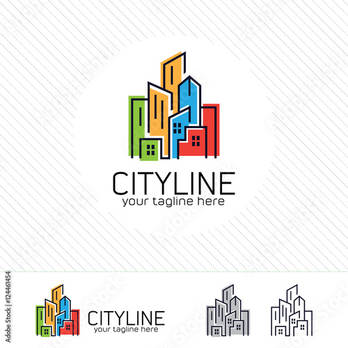 Abstract city building logo design concept. Symbol icon of residential, apartment and city landscape.