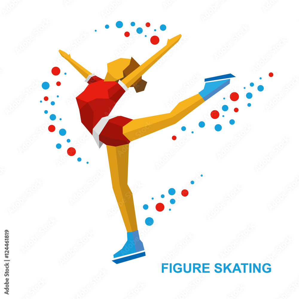 Winter sports - Ladies Figure Skating. Cartoon skating girl training. Ice show. Flat style vector clip art isolated on white background. Winter sports - Ladies Figure Skating. Cartoon skating girl training. Ice show. Flat style vector clip art isolated on white background.