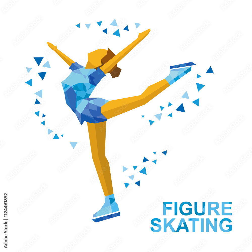 Vetor de Winter sports Ladies Figure Skating. Cartoon skating girl