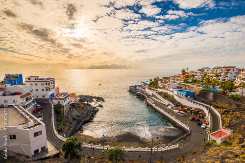 Panoramic view over Puerto de Santiago city, Atlantic Ocean coast, Tenerife, Canary island, Spain