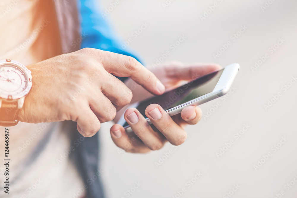 Close up of a Man's hands using mobile smartphone Close up of a Man's hands using mobile smartphone