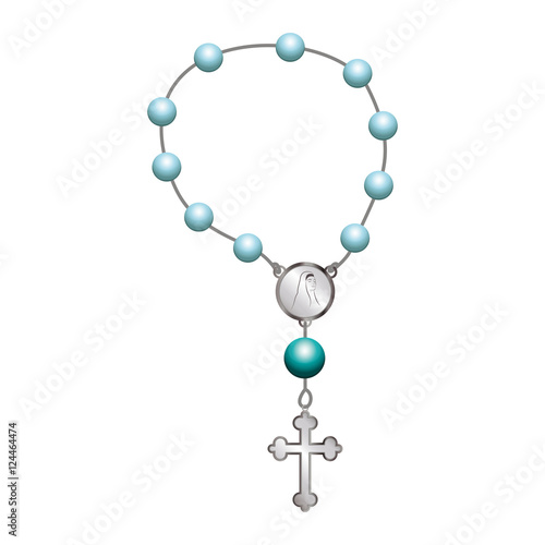 holy rosary object. christianity design over white background, vector illustration.