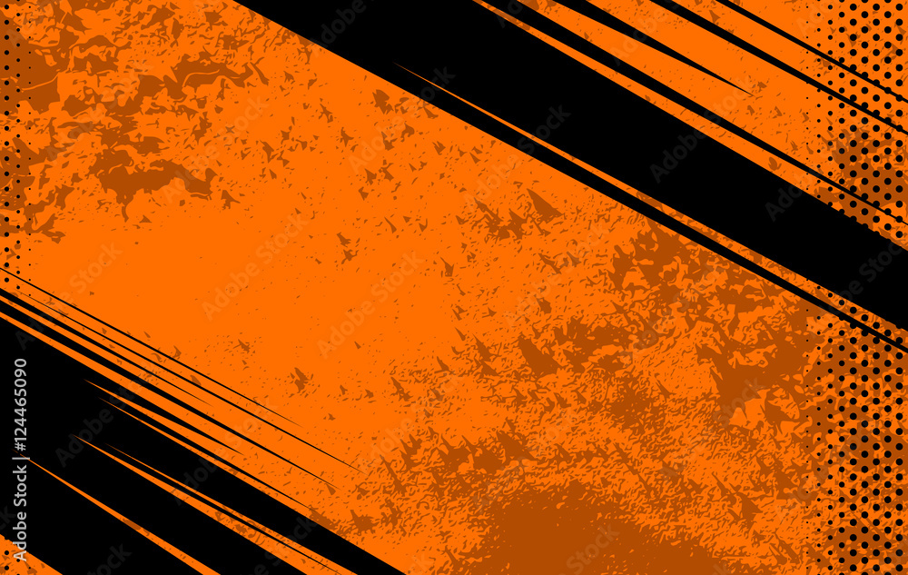 Naklejka premium Vector Comic Book and Journal Background. Orange Grunge Texture. Illustration with Halftone Dots for