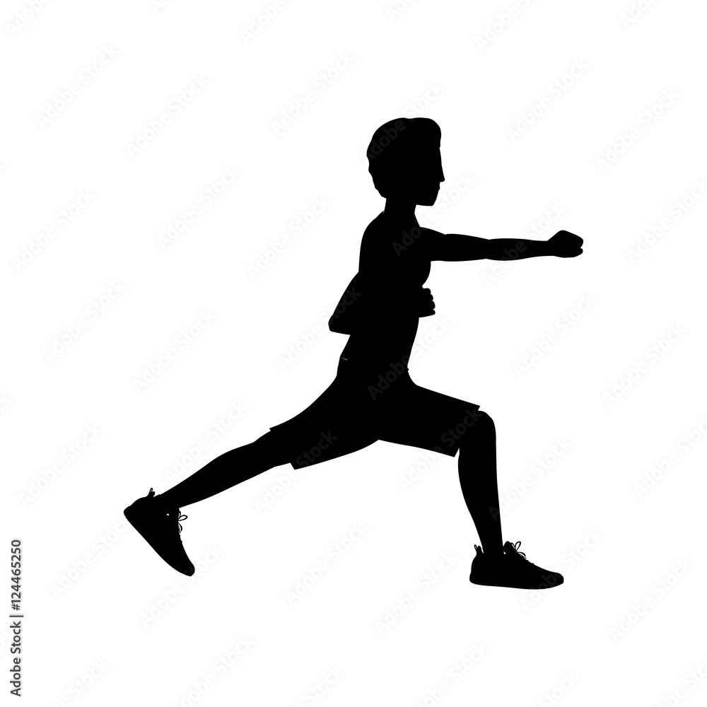 silhouette man martial arts flex leg with fist vector illustration silhouette man martial arts flex leg with fist vector illustration