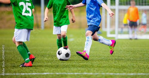 Kids soccer game. European football league for youth teams © matimix