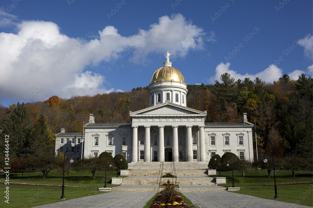 Vermont State House capital building is located in Montpelier, VT, USA.