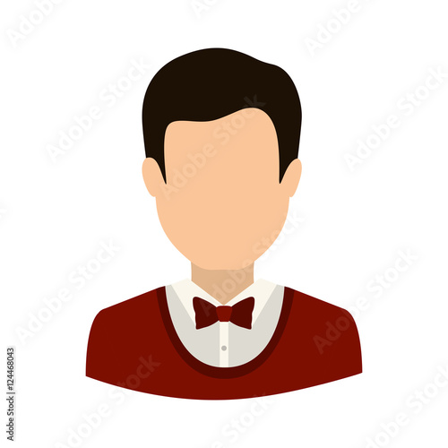 avatar male man wearing suit and bow tie over white background. vector illustration