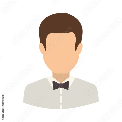 avatar male man wearing suit and bow tie over white background. vector illustration