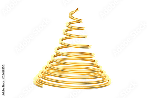 Golden Christmas Tree, 3D rendering