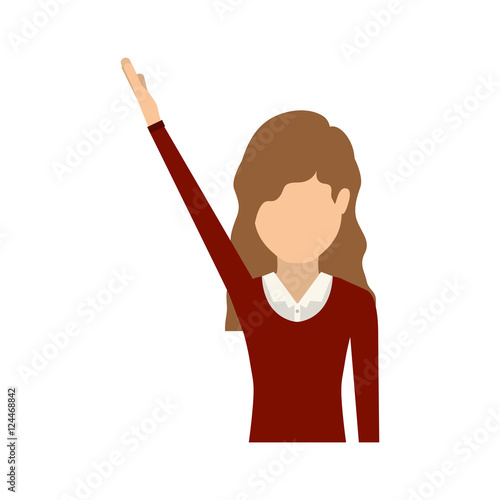 avatar female woman with hand up and wearing executive clothes over white background. vector illustration