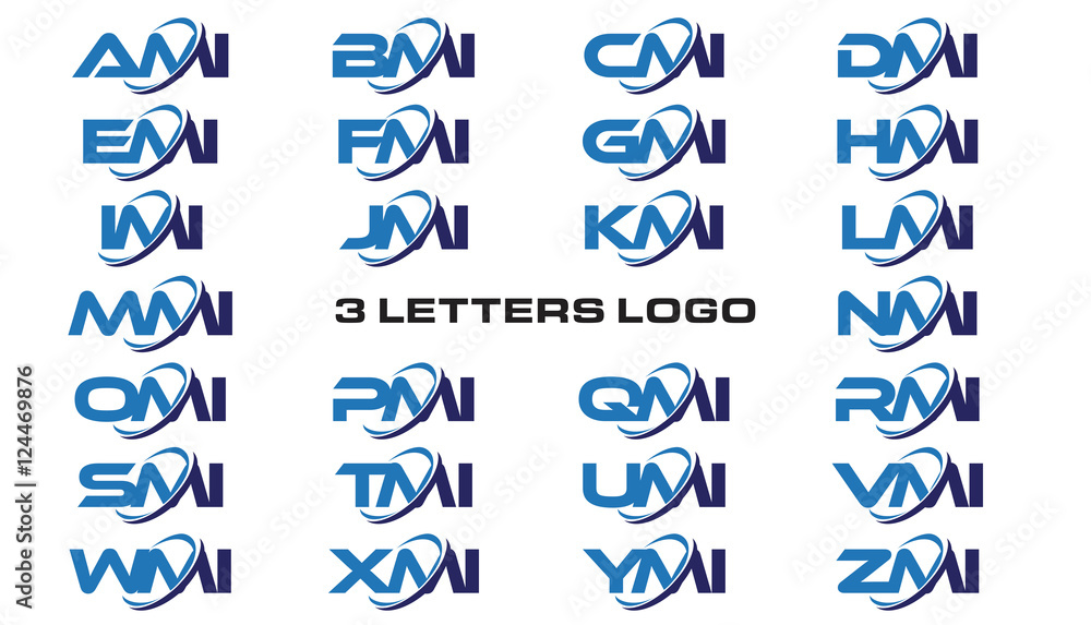 3 letters modern generic swoosh logo AMI, BMI, CMI, DMI, EMI, FMI, GMI, HMI,IMI, JMI, KMI, LMI, MMI, NMI, OMI, PMI, QMI, RMI, SMI, TMI, UMI, VMI, WMI, XMI, YMI, ZMI