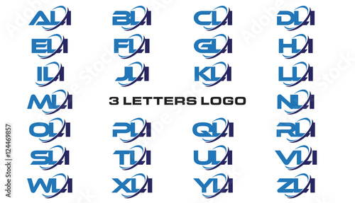 Obraz na plátně 3 letters modern generic swoosh logo ALI, BLI, CLI, DLI, ELI, FLI, GLI, HLI,ILI,