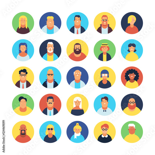 Set of avatar flat design icons