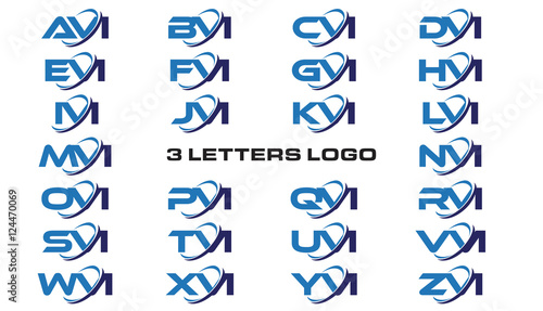 3 letters modern generic swoosh logo AVI, BVI, CVI, DVI, EVI, FVI, GVI, HVI,IVI, JVI, KVI, LVI, MVI, NVI, OVI, PVI, QVI, RVI, SVI, TVI, UVI, VVI, WVI, XVI, YVI, ZVI photo