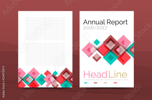 Set of front and back a4 size pages, business annual report design templates