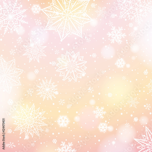 Light pink background with snowflakes and stars  vector