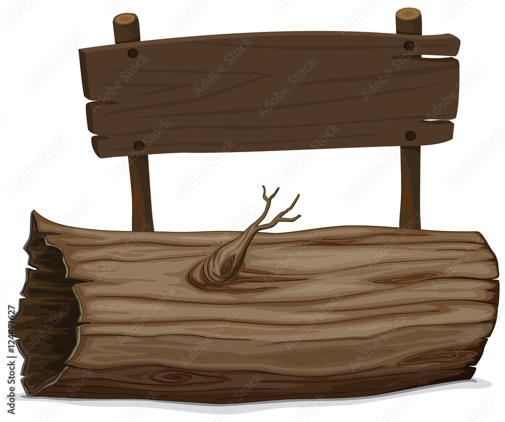 Fototapeta premium Wooden log and sign
