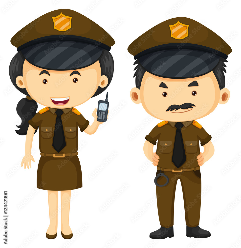 Police officers in brown uniform