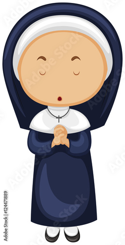 Nun in blue outfit