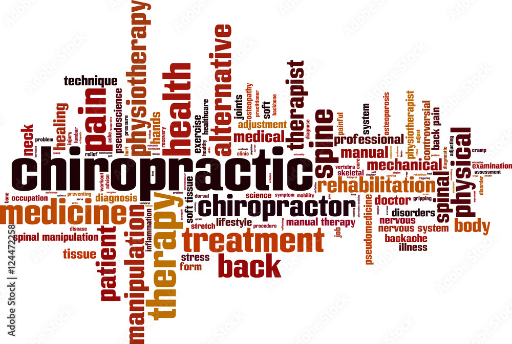 Chiropractic word cloud concept. Vector illustration Chiropractic word cloud concept. Vector illustration