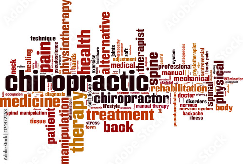 Chiropractic word cloud concept. Vector illustration