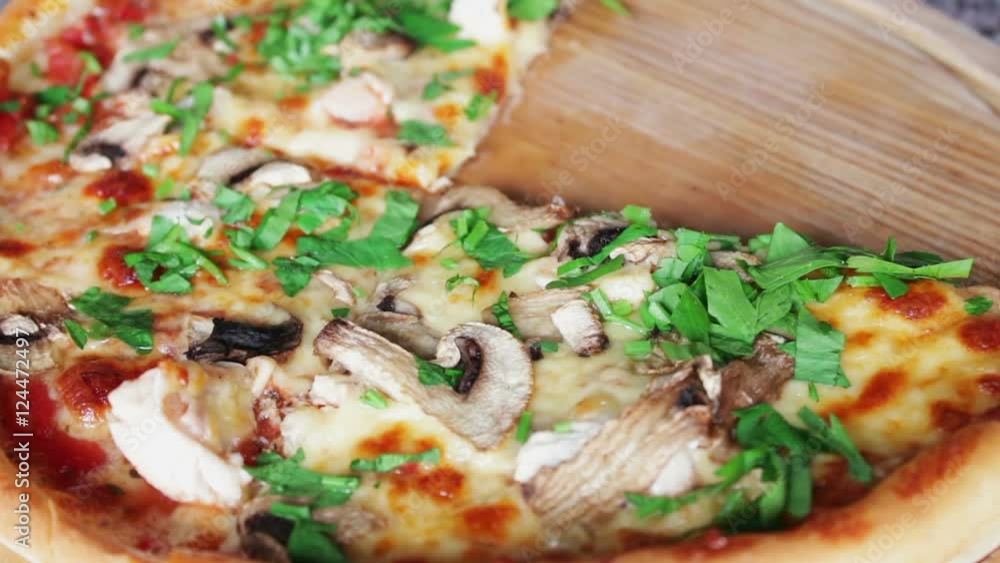 Hot pizza with steam Hot pizza with steam