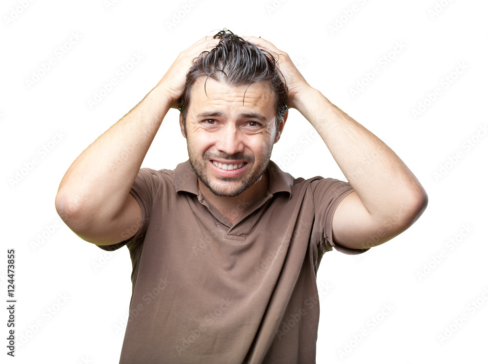 Naklejka premium latin handsome gestures on white