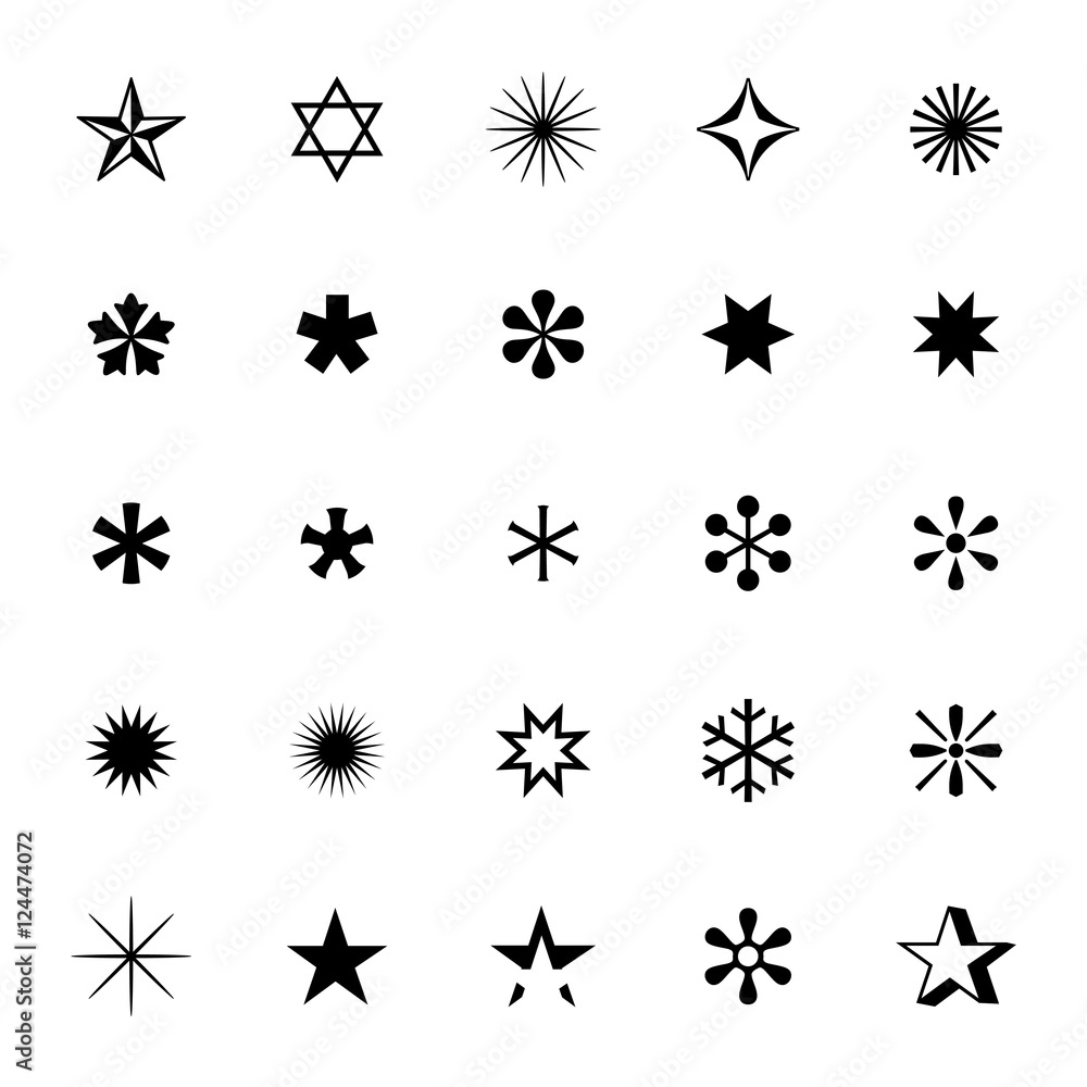 Set of Black Stars. Vector Illustration. Set of Black Stars. Vector Illustration.
