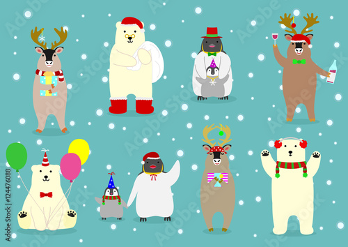 cute arctic animals set