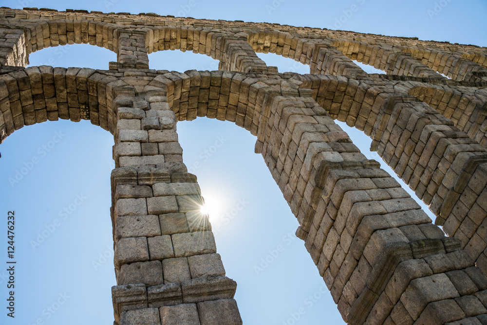 antique roman aqueduct in Segovia, Castilla y Leon, Spain antique roman aqueduct in Segovia, Castilla y Leon, Spain