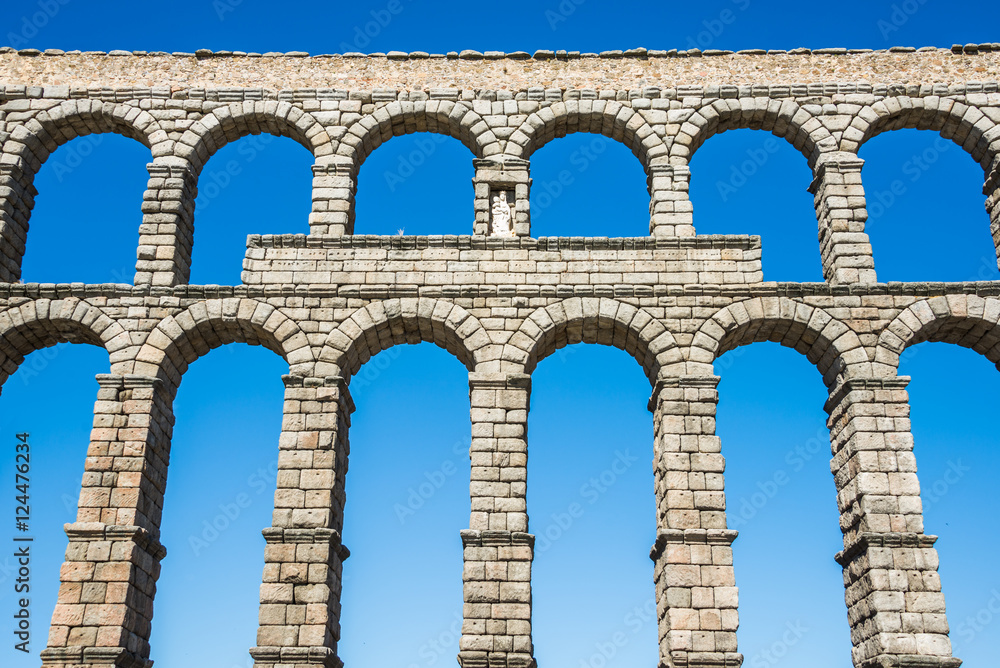antique roman aqueduct in Segovia, Castilla y Leon, Spain
