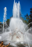 Fountain operating at palace gardens of La Granja de san Ildefonso , Segovia, Castile and Leon, Spain
